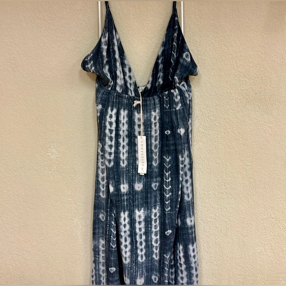 NWT LoveStitch Navy Print Maxi Dress, Size Medium - Picture 2 of 5